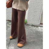 KANING Crotch Knitted Broad-Legged Trousers Women 2026 Autumn And Winter High Waist Hanging Mop Lengthened Leisure Straight Pants