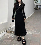 Autumn And Winter 2025 New French Temperament Black Dress Bottom Sweater Skirt Girl Small Knitted Dress