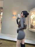 Pure Lust Sexy Wind Zipper Half-High Collar Long-Sleeved Little Black Dress Girl Autumn And Winter Tight Ass Babes Dress