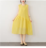 Cotton Linen Dress Women 2026 Summer New Literary And Art Large Size Loose Breathable Sleeveless Pure Linen Dress