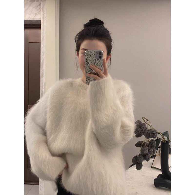 2025 Autumn And Winter New Thick Imitation Stinger Sweater Women Loose Languid Knitted Shirt