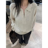 Kaning Lazy Half Zippered Knitted Women 2026 Autumn Winter New Polo Collar Jumper Sweater