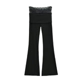 Spice Lace Splicing Horn Trousers Bag Casual Repair Leg Long Fashion Trousers