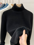 High-Necked Velvet Sweater Women Plus Velvet Thick Long Sleeves With 2025 Autumn And Winter New Bottom Warm Coat Gas