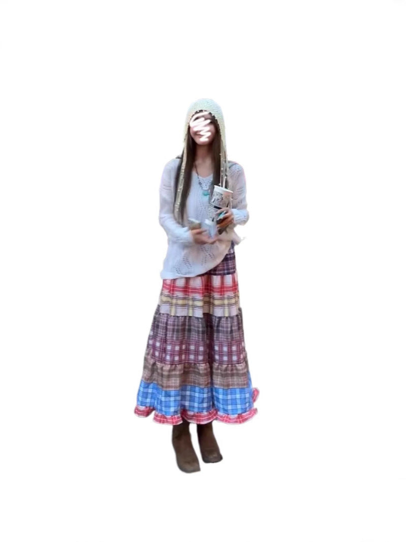 Vintage Print Dress Women's Spring Summer 2025 New High-Rise Thin A-Word Long Skirt