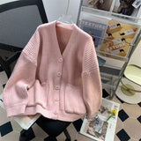 KANING Milk Blue Soft Knitted Cardigan Women's New Solid Color Lazy Wind Sweater Jacket In Autumn And Winter 2026