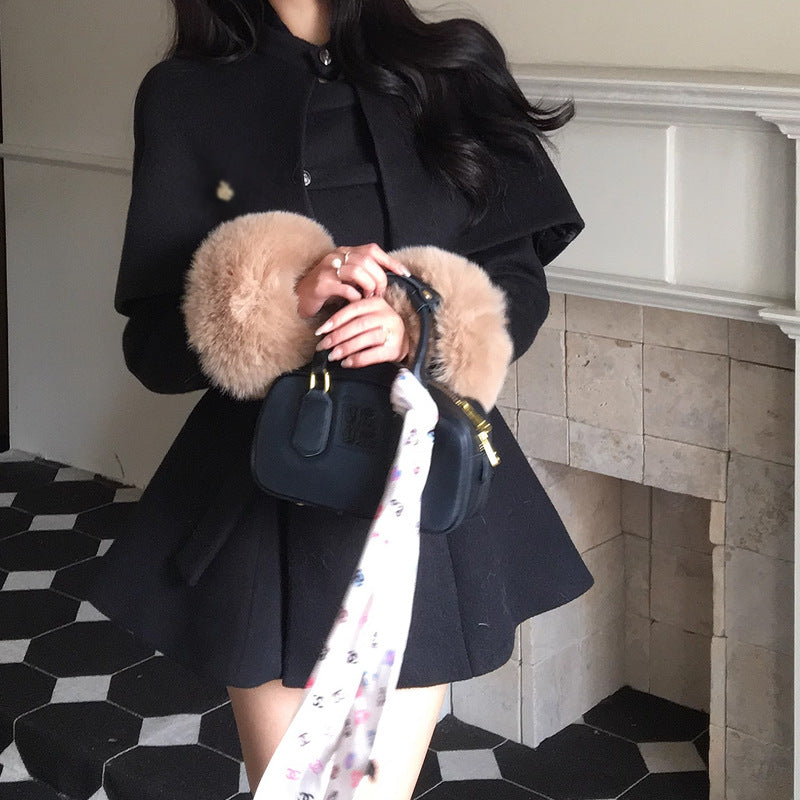 English Drama Little Witch Plutocracy Thousand Gold Wind Removable Cloaked Wooled Wooled Coat 2025 Winter