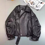 Haining New Leather Locomotive Jacket Loose Leather Jacket 2026 Autumn New Stumbling Double Collar Short Coat Woman