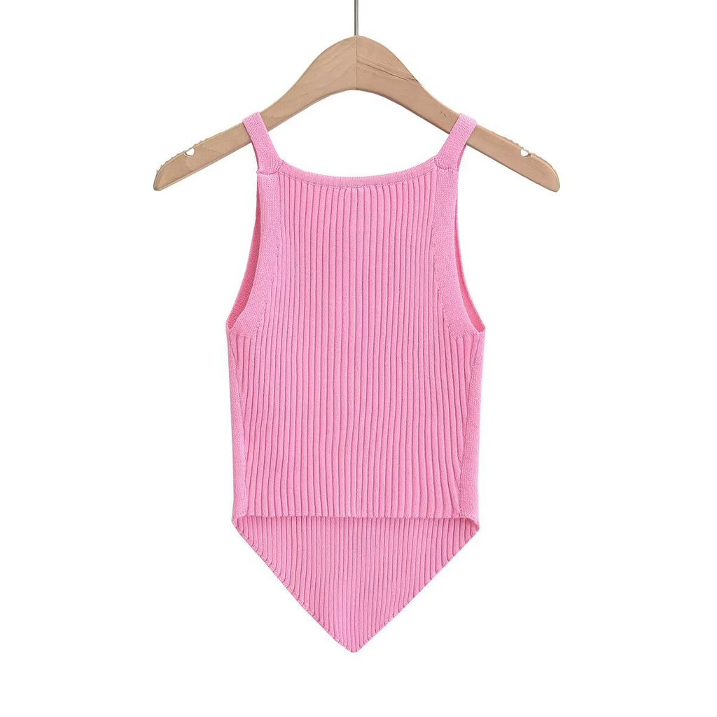 Spice Girls Summer The Same Vest Sling Flat Mouth Knit Triangle Under The Helid Elastic Slimming Bottom Thin