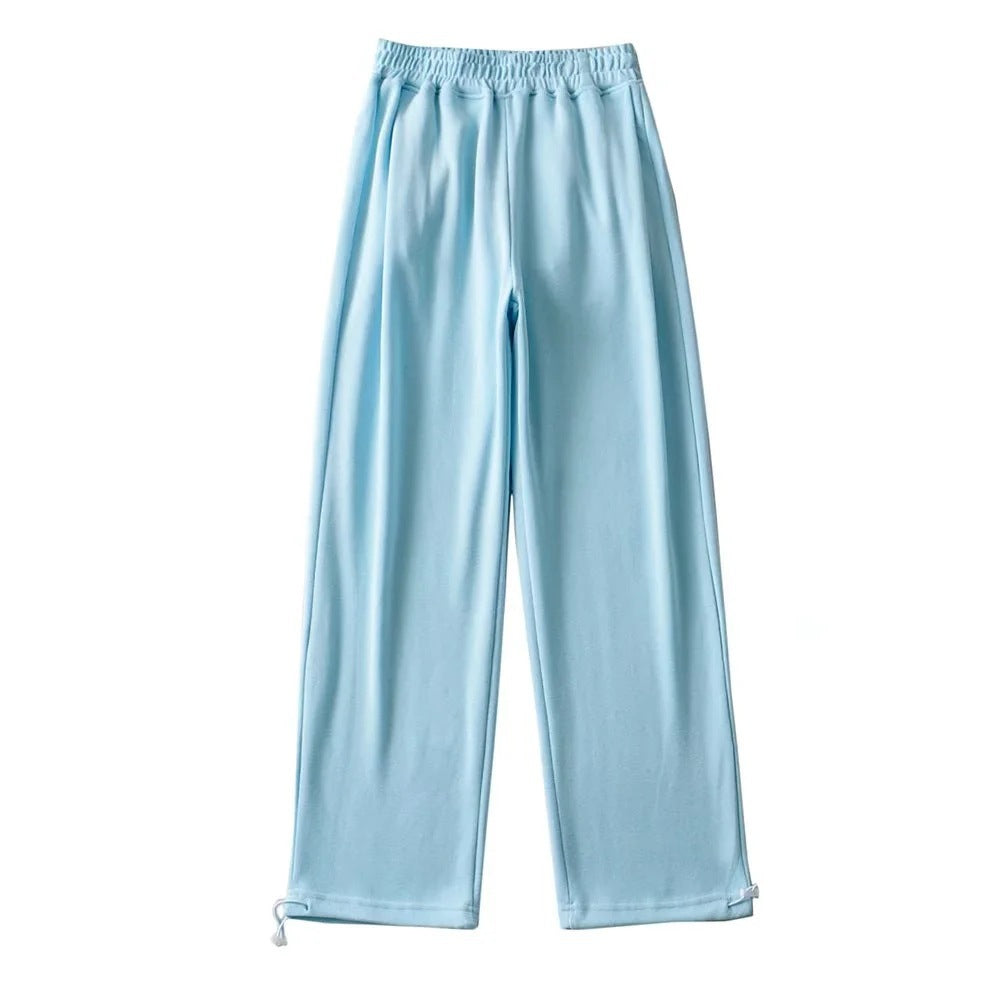 12 Color Loose Casual Foot Pants Women's Trousers Chic Dredging Sweatpants Straight Draw Rope Broad Leg Trousers Drag Floor Pants