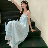 Seaside Holiday Striped Slinged Dress Woman 2025 Summer New French Temperament Loose Little Man Dress