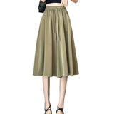 Ice Silk Wide Leg Pants High Waist Hanging Skirts Summer Thin Ladies Pants New Folded Seven-Point Pants