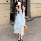 White Vest Dress Women's Summer New French Loose Design In The Long-Term Sling Dress