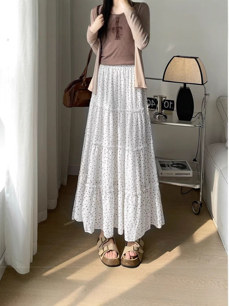 Wave Half Skirt Summer Thin New High-Waist A Skirt With Small Skirt Long Skirt Yang