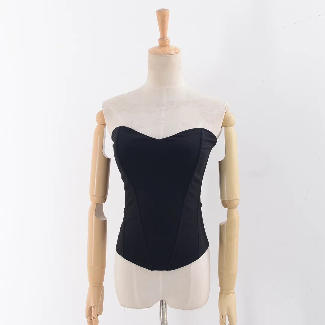 Hottie Three-Dimensional Fish Bone Girded Sleeveless Top Figure