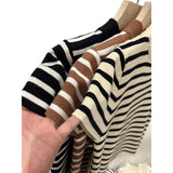 Half-High-Necked Striped Knitted Flying Sleeves To Fix The Little Shirt Girl's Short-Sleeved Bottom Shirt