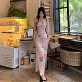 French Retro Pure-Swearing Sling Dress Women's Summer Design Feeling Slimy Ass Long Skirt Tide
