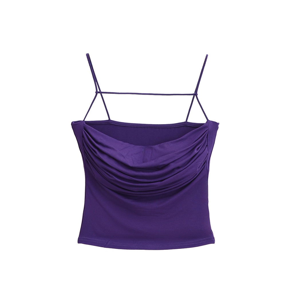 Sexy Folded Bra Pad Small Vest Women's New Elastic Sling Belt Short Top