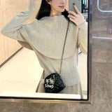 Kaning French Red Cloak Fake Two-Piece Knitted Shirt 2026 Autumn And Winter New Design Sweater Inside