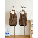 [Double-Sided Leopard-Print Fabric + Ribs] Leopard Print V-Neck Wear Sling Vest Summer New Top Woman