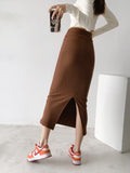 Ins Babes V-Sistered Fork Dress Girl Autumn New Personality Pit Knitted Hip Skirt Half-Dress Skirt