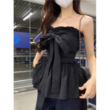 Butterfly Strapping Beauty Back Bra Vest Woman Summer Sweet Sleeveless Wear Thin White Top