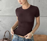 2026 New Gentle T-Shirt Girl Slimming Temperament Commuting Niche Design Sense Korean Women's Top