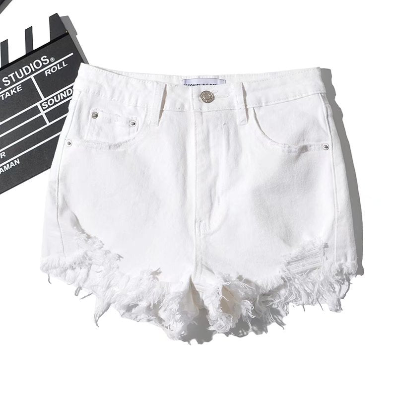 Spice Girls Street Style Stretch-And-Fry Shorts Hot-Legged Long Beach Pants Denim Casual