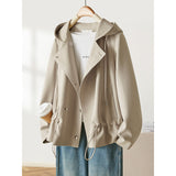 Autumn Hooded Short Windcoat Lady 2025 Spring And Autumn New Loose This Year's Popular Coat Woman