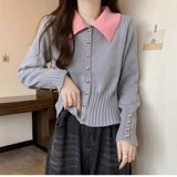 KANING Korean Collider Polo Collidered Polo Knitted Cardigan Women's New Slim Slim Sweater In Autumn And Winter 2026