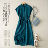 Cotton Shirt Dress Women 2026 Summer Large Size Fat Women's Solid Color Commuter Dress Women