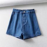 Honey Ass Denim Shorts Women Summer Solid Color Repair Tight Shorts High-Waist Elastic Casual A Word Hot Pants