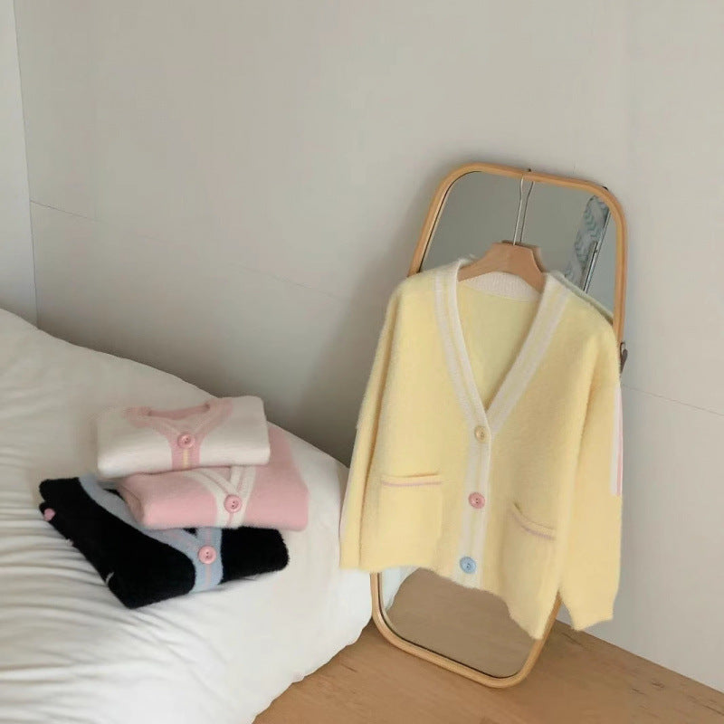 KANING Sweet And Gentle Knitted Cardigan 2026 Autumn New Women's Lazy Wind Loose Sweater Jacket