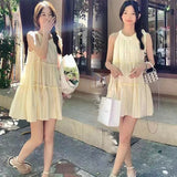 French Temperament Obedient Girl Sleeveless Hanging Neck Dress Summer New A-Word Princess Dress