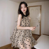 Ocean Wave Hit The Color Hanging Neck Dress Girl Small Summer Loose Waist Umbrella Skirt Shoulder Skirt