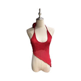 Spice Girls Sexy Red Hanging Neck Sling Vest Women Summer New Design Slimming Short Blouse