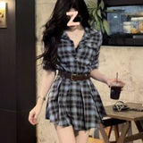 [Original Fabric] Early Autumn Retro Long-Sleeved Shirt Dress Women's Autumn And Winter New Waist A Short Skirt A Short