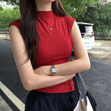 High Street Retro Sweet Spicy Shoulderless Sleeveless Women 2026 Summer New Body-Cuff Design Top