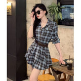 [Original Fabric] Early Autumn Retro Long-Sleeved Shirt Dress Women's Autumn And Winter New Waist A Short Skirt A Short