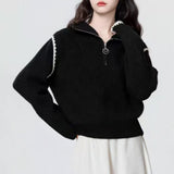 KANING Semi-Zipper Collar Loose Lazy Knitting Shirt 2026 Autumn And Winter New Design Sense Niche Hooded Sweater