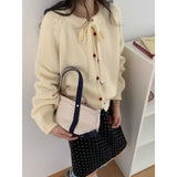 KANING Lazy Wind Bows Solid-Colored Knitted Cardigan 2026 Autumn And Winter New Korean Wearing Sweater Coat Women