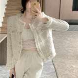 French Famous Lady Coarse Flowers, The Short Small Scented Coat Woman 2026 Spring And Autumn New Temperament Thin Open Shirt Top Woman