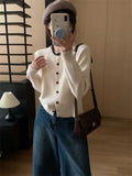 KANING Round Collar Love Buckle Knitted Coat 2026 Autumn New Design Sweater Outside Female