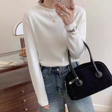 KANING Solid-Colored Semi-High Collar Knitted Shirt 2026 Autumn And Winter New Loose Basic Jacket Sweater Bottom