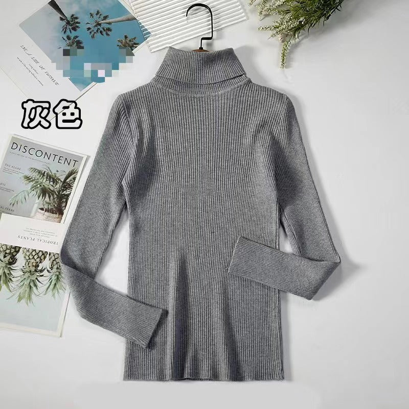 Spring And Autumn Blouse New Korean Version Of The Slime With High-Necked Long-Sleeved Bottom Shirt Thin Sweater Knitted Sweater Tide