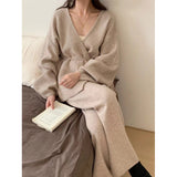 KANING Languishing Fashion Sweater Set 2026 Autumn And Winter New Retro Knitted Open-Leg Trousers Two-Piece Set