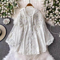 Light Luxury High-End Heavy-Working Sequin Nail Lantern Sleeve Shirt Coat Casual Sunscreen Loose Thin Hooded Shirt