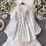 Light Luxury High-End Heavy-Working Sequin Nail Lantern Sleeve Shirt Coat Casual Sunscreen Loose Thin Hooded Shirt
