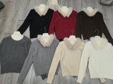 Kaning Fur Collar Blouse T-Shirt Knitted Sweater 2026 Autumn And Winter New Lazy Wind To Close The Waist With Knitted Shirt