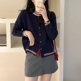 KANING British Collar Knitted Cardigan Women 2026 Autumn New Loose Thin Blouse Sweater Outside